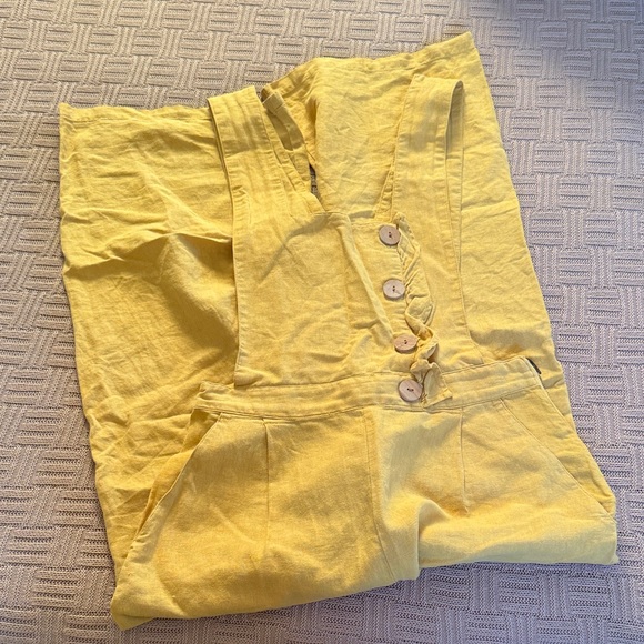 Zara Linen/Cotton Mustard Jumpsuit with Button Detail - Picture 5 of 9